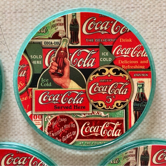 COCA-COLA Vintage Coasters Set Of 4 - Picture 3 of 9